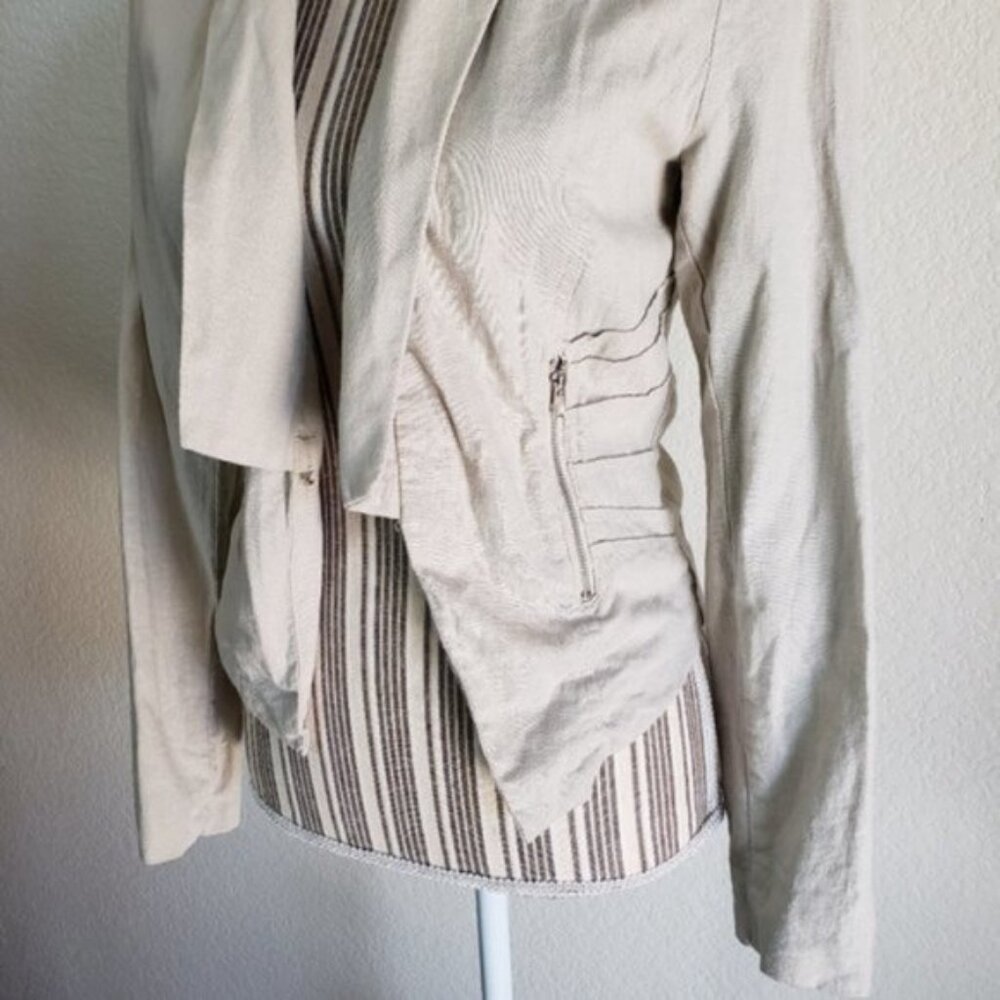 Chocolate USA Linen/Rayon Lagenlook Summer Blazer Jacket in Ivory size S - Picture 6 of 14